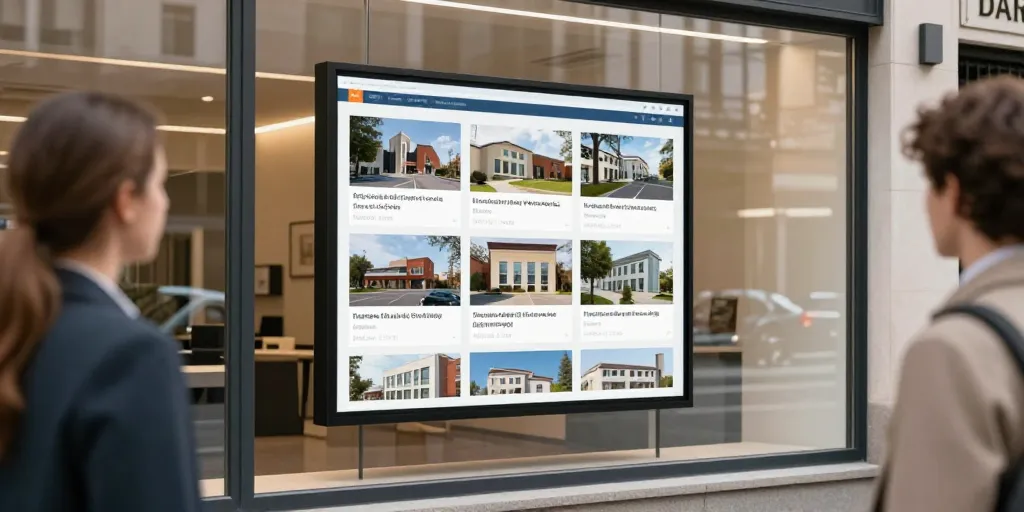 Affiche vitrine immobilier : le cadre LED ou l’écran LCD le plus adapté